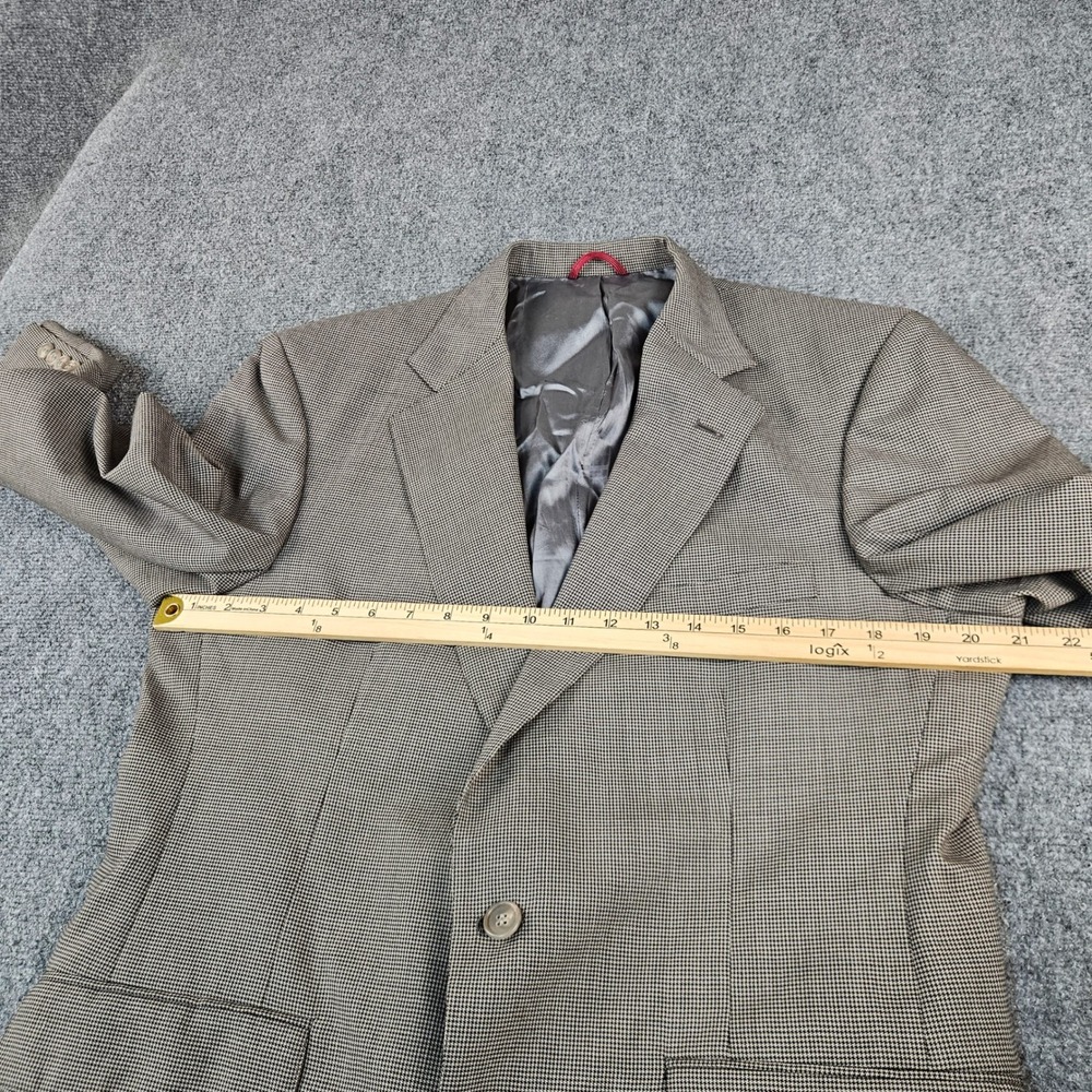 Jos A Bank Executive Collection Mens Tan Brown Houndstooth Wool Blazer Jacket - Picture 7 of 8